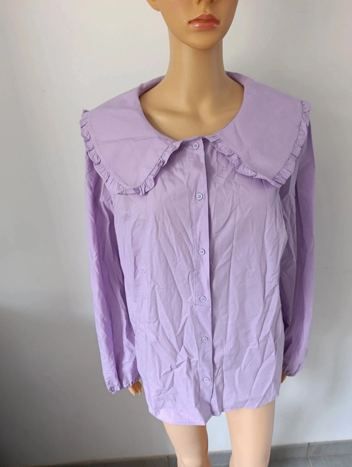 Camisa lilás CUBUS feminina L nova com etiqueta – Gola Claudine oversize 100% algodão – photo 5
